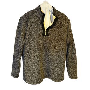Orvis Mens XL Brighton Gray Heather Sherpa Lined Quarter Zip Pullover Sweatshirt